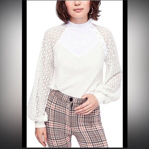 Free People White Lace Women's Top Size Medium